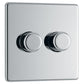 BG FPC82P 400W 2 Gang 2 Way Push Dimmer - Screwless Flatplate - Polished Chrome