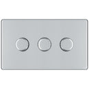BG FPC83P 400W 3 Gang 2 Way Push Dimmer - Screwless Flatplate - Polished Chrome