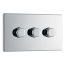 BG FPC83P 400W 3 Gang 2 Way Push Dimmer - Screwless Flatplate - Polished Chrome