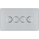 BG FPC84P 400W 4 Gang 2 Way Push Dimmer - Screwless Flatplate - Polished Chrome