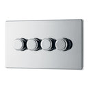 BG FPC84P 400W 4 Gang 2 Way Push Dimmer - Screwless Flatplate - Polished Chrome