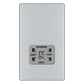 BG FPC20G Shaver Socket 115/230V Dual Volt Grey Surround - Screwless Flatplate - Polished Chrome