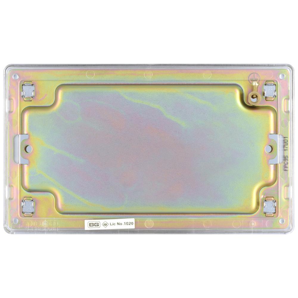 BG FPC95 2 Gang Blank Plate - Screwless Flatplate - Polished Chrome