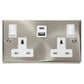 SCOLMORE Deco VPSC786WH 13A 2 Gang SP Switched Socket With 1 x 1A Type A x 3A Type C USB Charger Mode