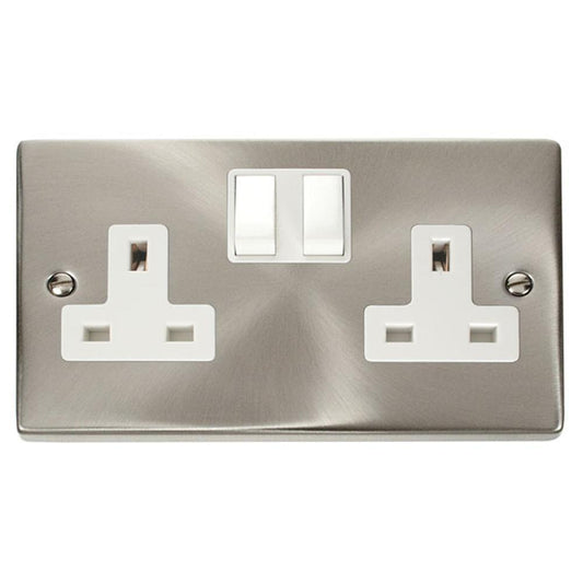 SCOLMORE Deco VPSC036WH 13A 2 Gang DP Switched Socket - White