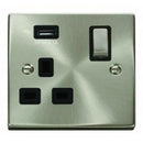 SCOLMORE Deco VPSC571UBK 13A Ingot 1 Gang Switched Socket With 2.1A USB Outlet - Black
