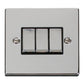 SCOLMORE Deco VPCH413BK 10AX Ingot 3 Gang 2 Way Plate Switch - Black