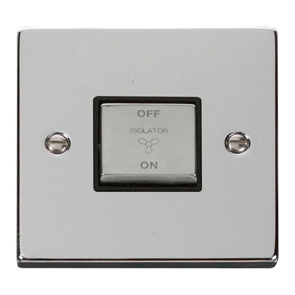 SCOLMORE Deco VPCH520BK 10A Ingot 3 Pole Fan Isolation Plate Switch - Black