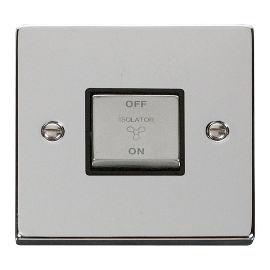 SCOLMORE Deco VPCH520BK 10A Ingot 3 Pole Fan Isolation Plate Switch - Black