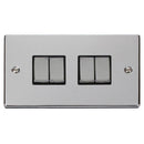 SCOLMORE Deco VPCH414BK 10AX Ingot 4 Gang 2 Way Plate Switch - Black