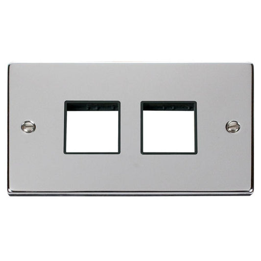 SCOLMORE Deco VPCH404BK 2 Gang MiniGrid™ Unfurnished Plate - 2 x 2 Apertures - Black